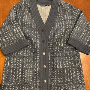 Grey Knit Button-Front Woman's Sweater Cardigan